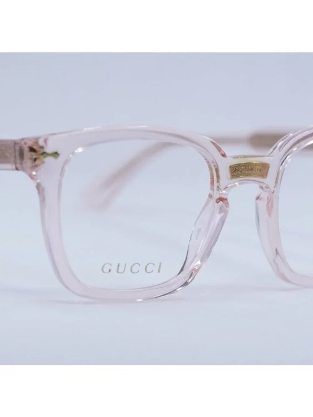Gucci GG0184O 013 Eyeglasses Transparent Pink 50mm Square Frame